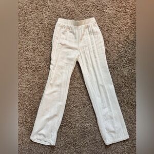 white Straight-Leg linen pants